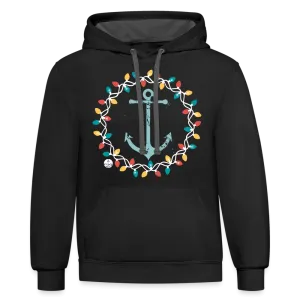 Anchor Christmas Wreath Contrast Lake Hoodie