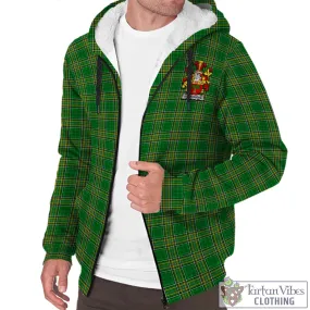 Burroughs Irish Clan Tartan Sherpa Hoodie with Coat of Arms