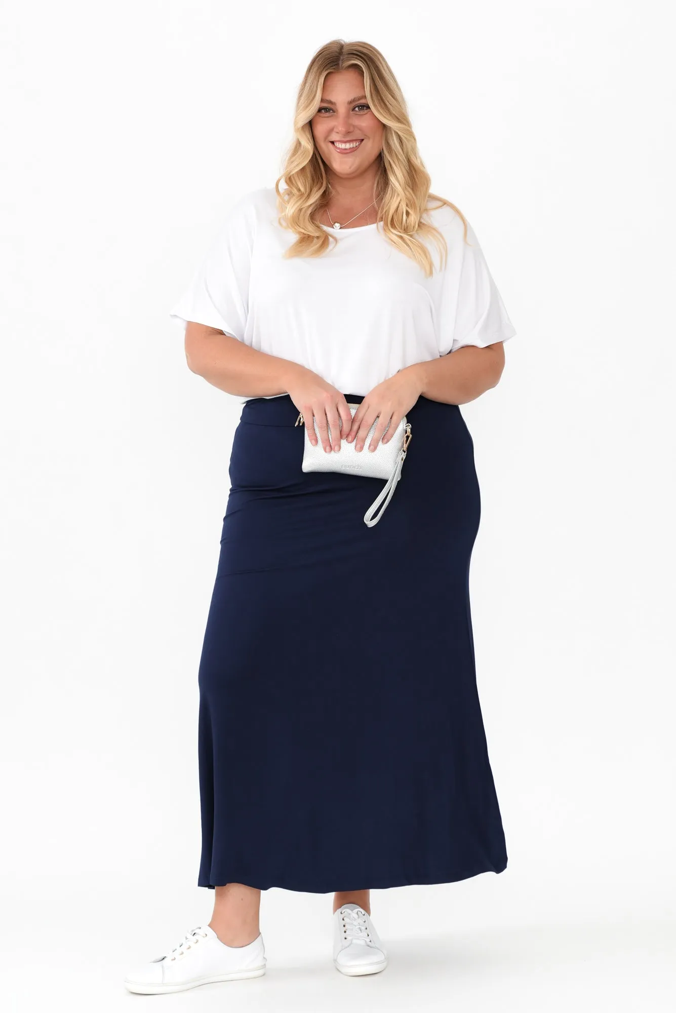 Lana Navy Bamboo Maxi Skirt
