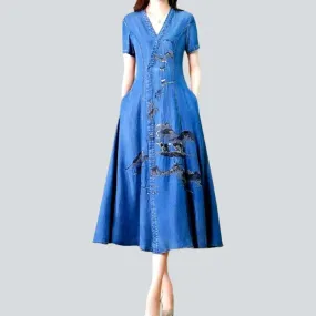 Light wash boho jeans dress