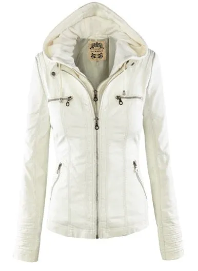 Wenkouban Faux Leather Jacket Women 2023 Basic Jacket Coat Female Winter Motorcycle Jacket Faux Leather Suede PU Zipper Hoodies Outerwear